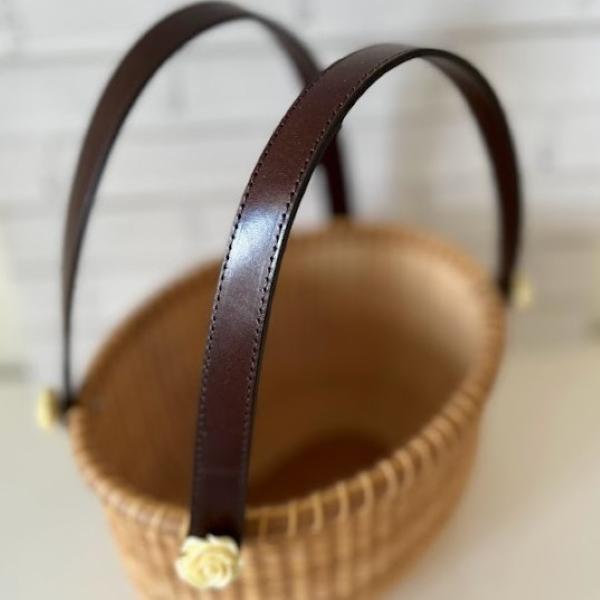 ナンタケットバスケット スムースレザーハンドル 長さ42cmx幅2cm ダークブラウン nbclhsmbr1Nantucket