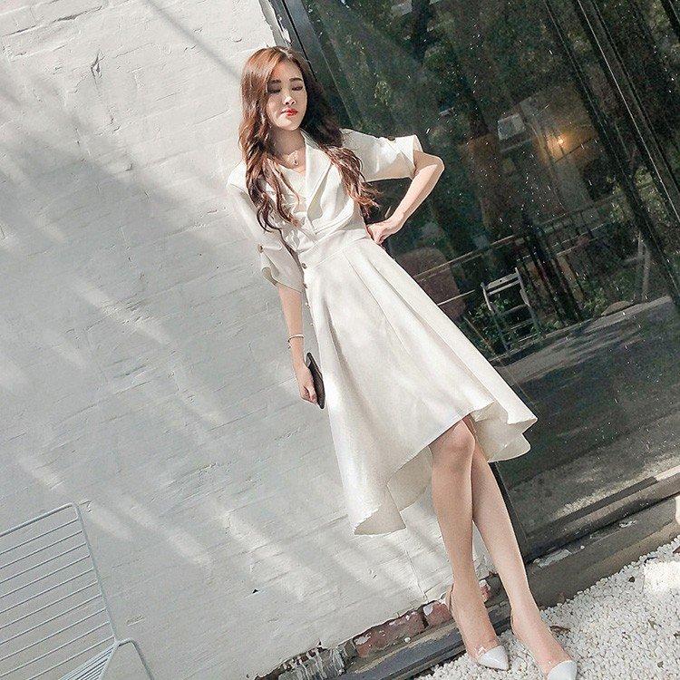 ワンピース レディース 40代 膝丈ワンピース 春夏きれいめ 白ドレス 五分袖ワンピース 不規則 フレアスカート オシャレ 結婚式ドレス お出かけ 大人 30代 50代 Wpsk Aura 通販 Yahoo ショッピング