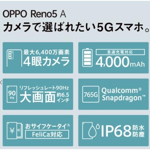 OPPO（オッポ） 【新品】【正規品】OPPO Reno5 A(SIMフリー版)- アイス