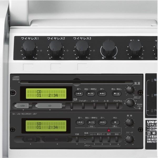 マイク放送アンプ SDやCD再生も可能 ワイヤレスヘッドセットマイク2本