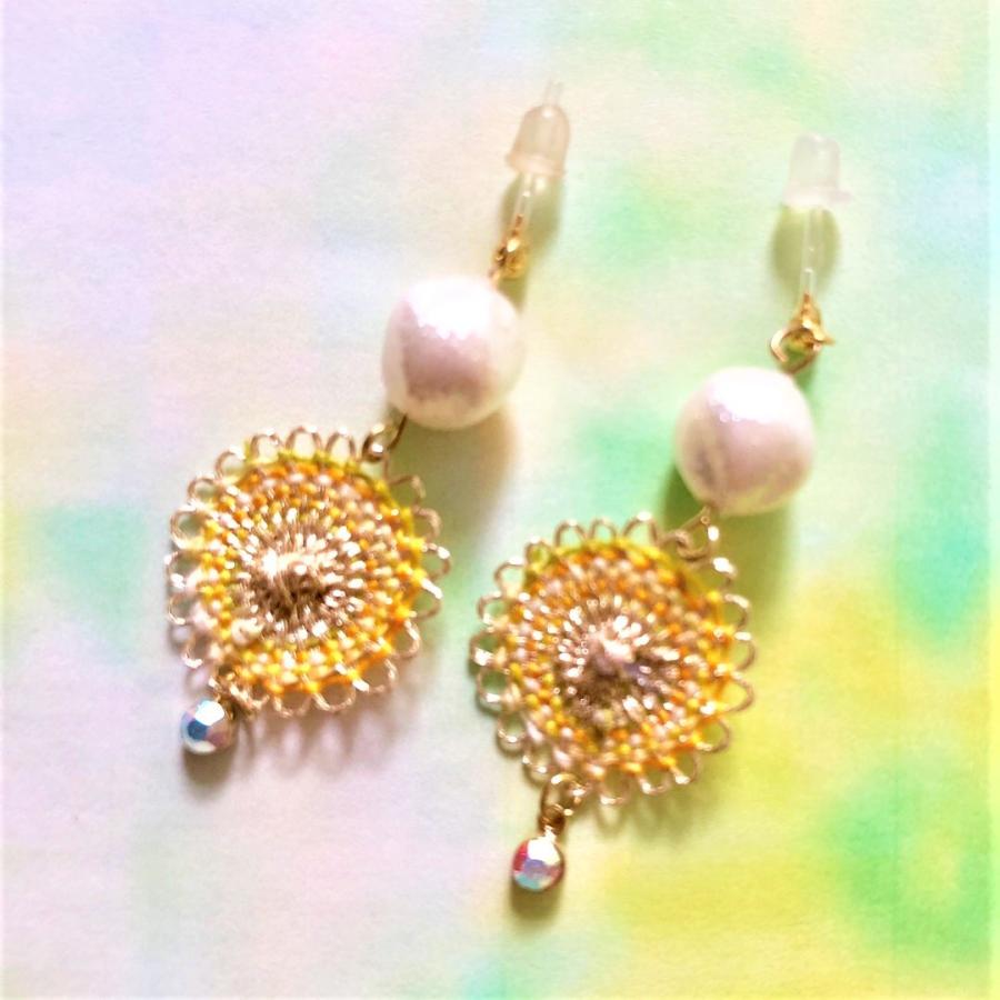 ニャンドゥティピアス イヤリング Sサイズ エスニックピアス 手編み 