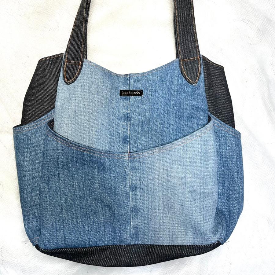 デニムリメイクトートバッグ 布製 マグネットホック ハンドメイド