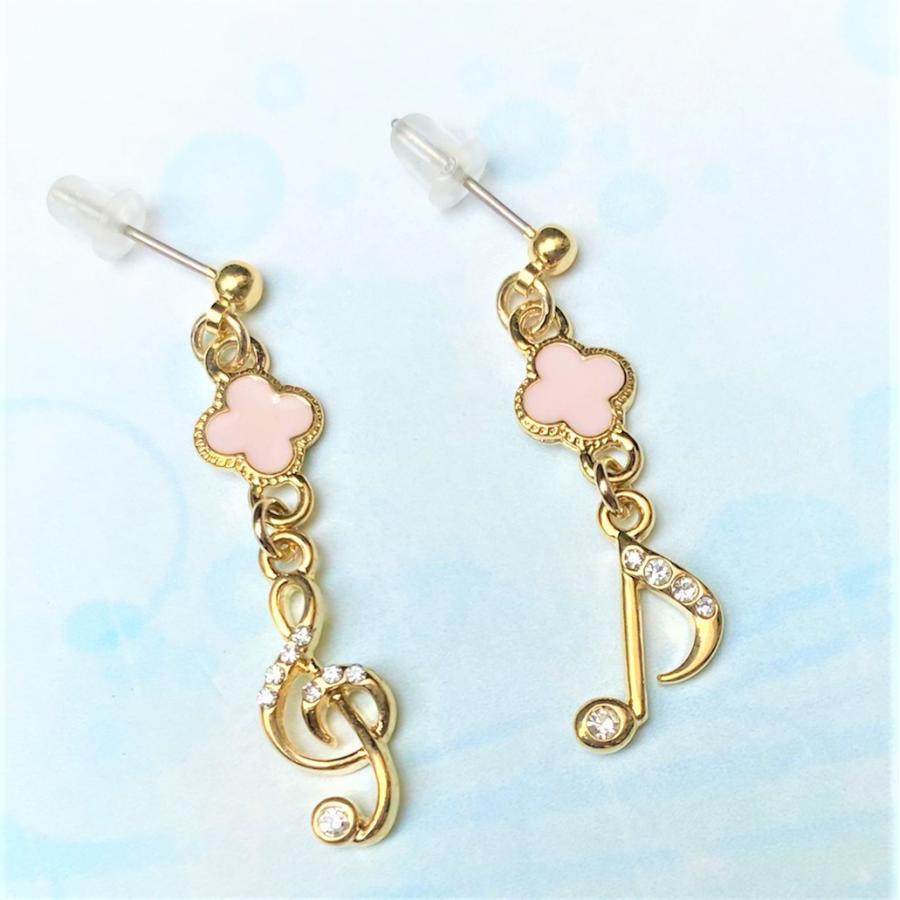 ト音記号と音符のお花とゆらゆら耳飾り ピアス イヤリング Nr916kjoh 手作り雑貨のお店ナオリラ 通販 Yahoo ショッピング