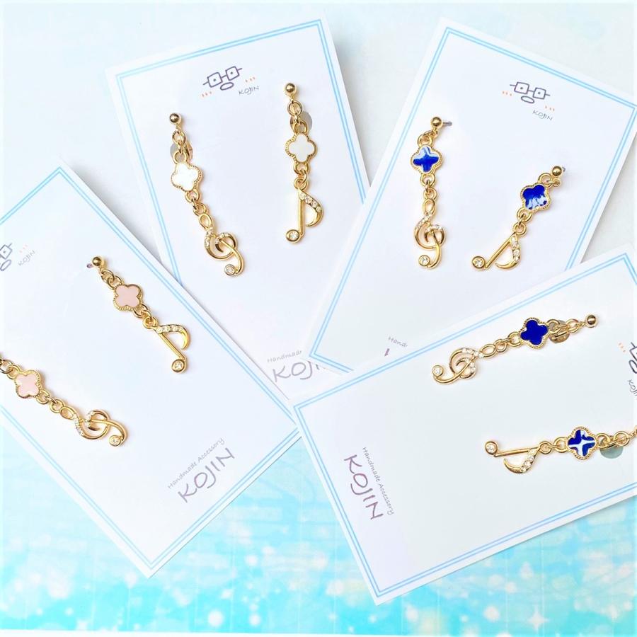 ト音記号と音符のお花とゆらゆら耳飾り ピアス イヤリング Nr916kjoh 手作り雑貨のお店ナオリラ 通販 Yahoo ショッピング