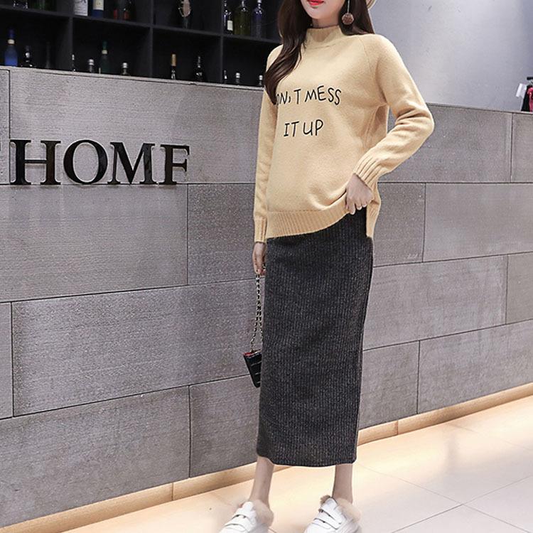 綺麗なシルエットに一目惚れ マタニティニットスカート ペンシルスカート