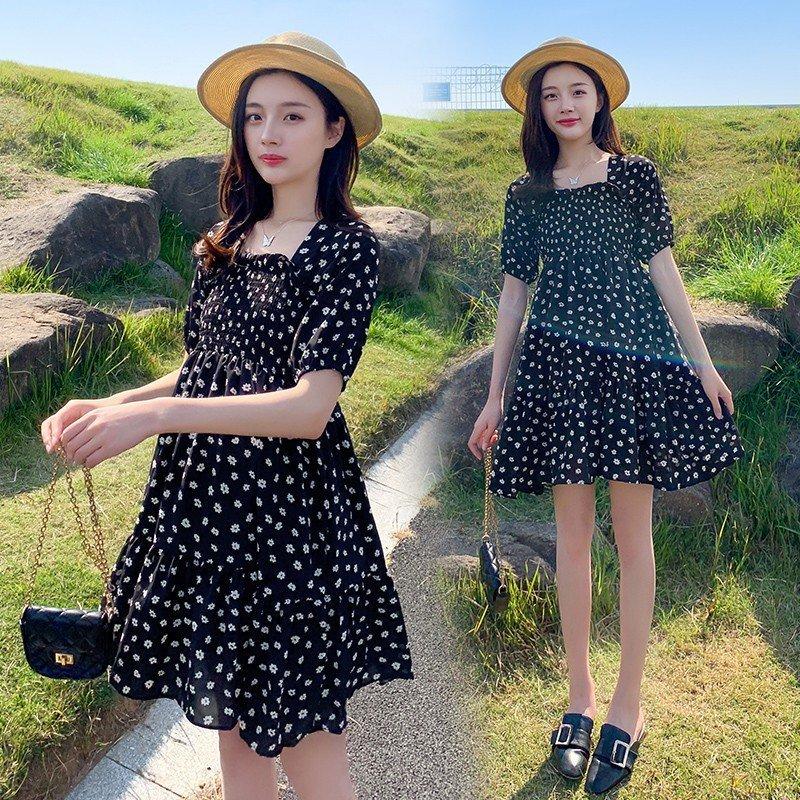 出産祝いなども豊富 マタニティウエア レディースファッション 大人 妊娠 ママ 可愛い 黒フレアワンピース マタニティ服 レディース 産前産後 ハイウエスト 花柄ワンピ ゆったり 可愛い M L Xl Xxl 春夏 妊婦服 ママワンピース Www Virginiawaldenford Com