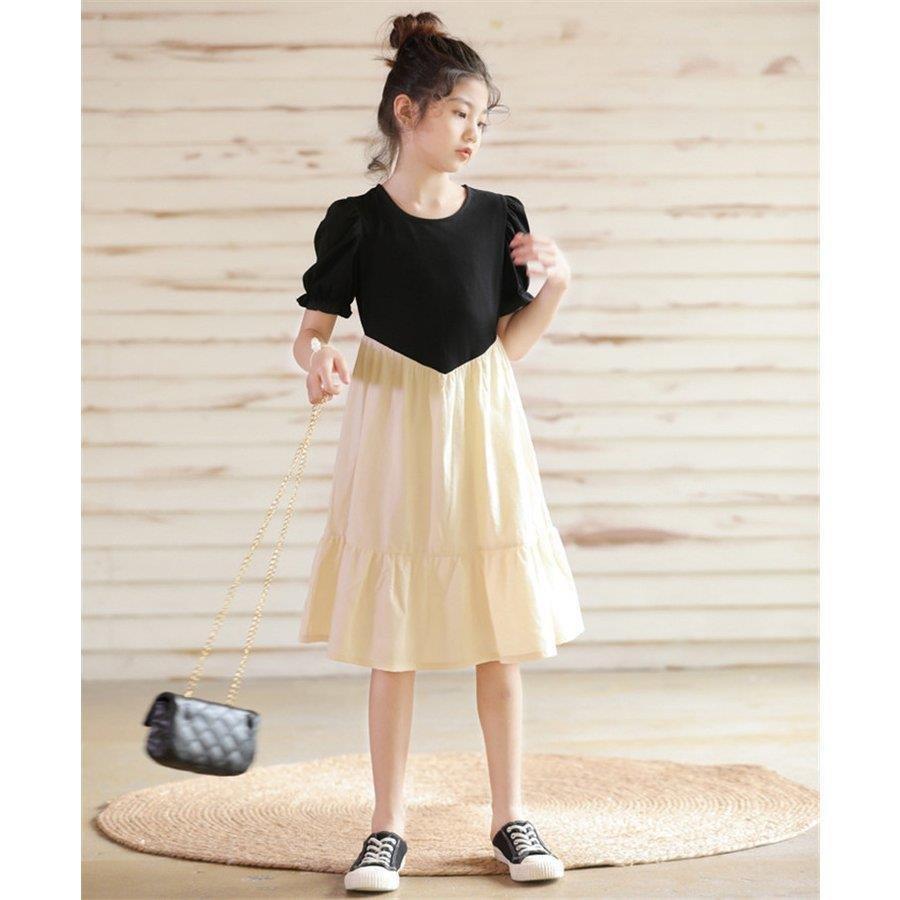 クラシック フレア 半袖ワンピース 夏服 女の子 キッズ 韓国子ども服 160 ワンピース 子供服 子供ドレス おしゃ お姫様 ジュニア ベビー服 誕生日 結婚式 ワンピース チュニック サイズ 150cm Michiganestateplanning Com