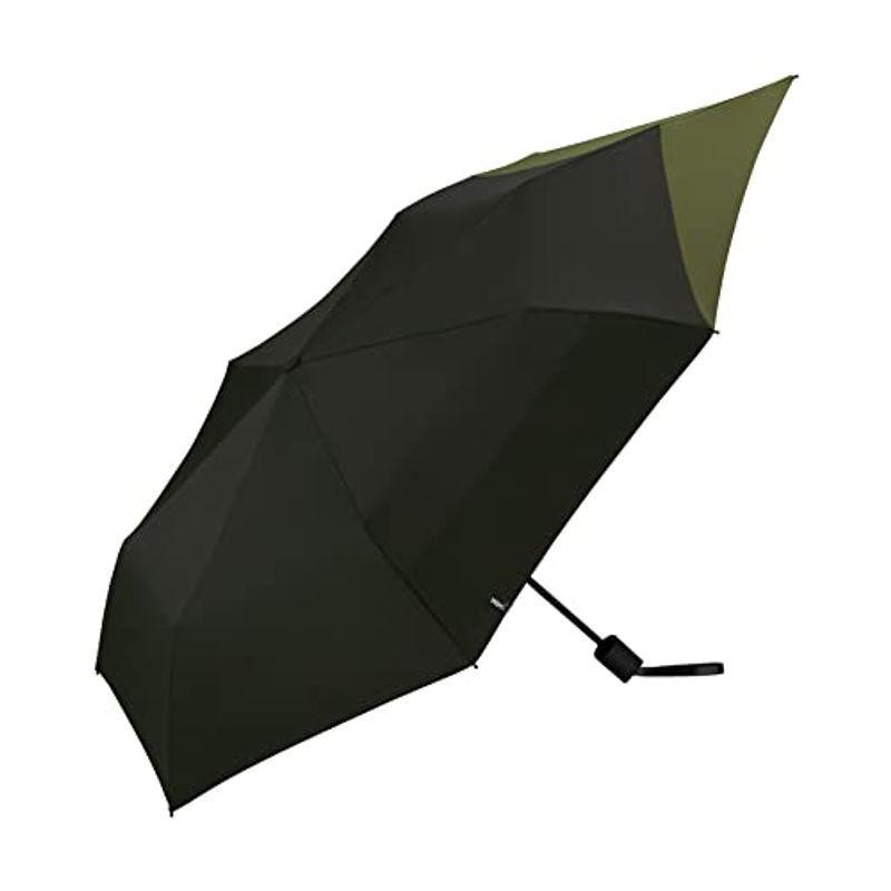 上品 鞄濡れない 55cm ブラック×カーキ バックプロテクトフォールディングアンブレラ UNISEX Wpc. 雨晴兼用 レ メンズ 継続はっ水 雨傘
