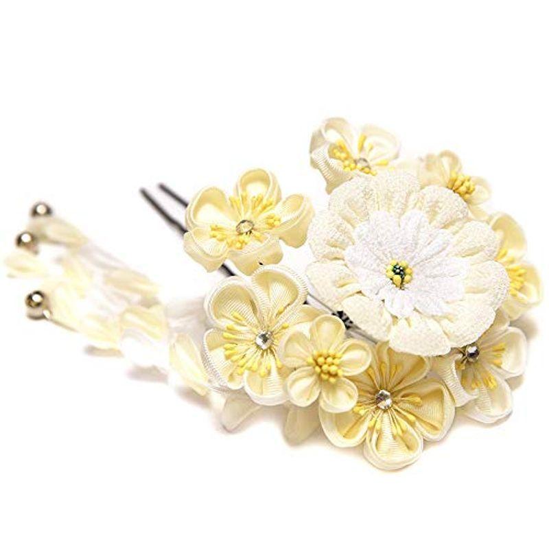 今日の超目玉 つまみ簪 かんざし でぃあじゃぱん 花簪 白 花 ちりめん つまみ細工 かんざし 髪飾り Raffles Mn