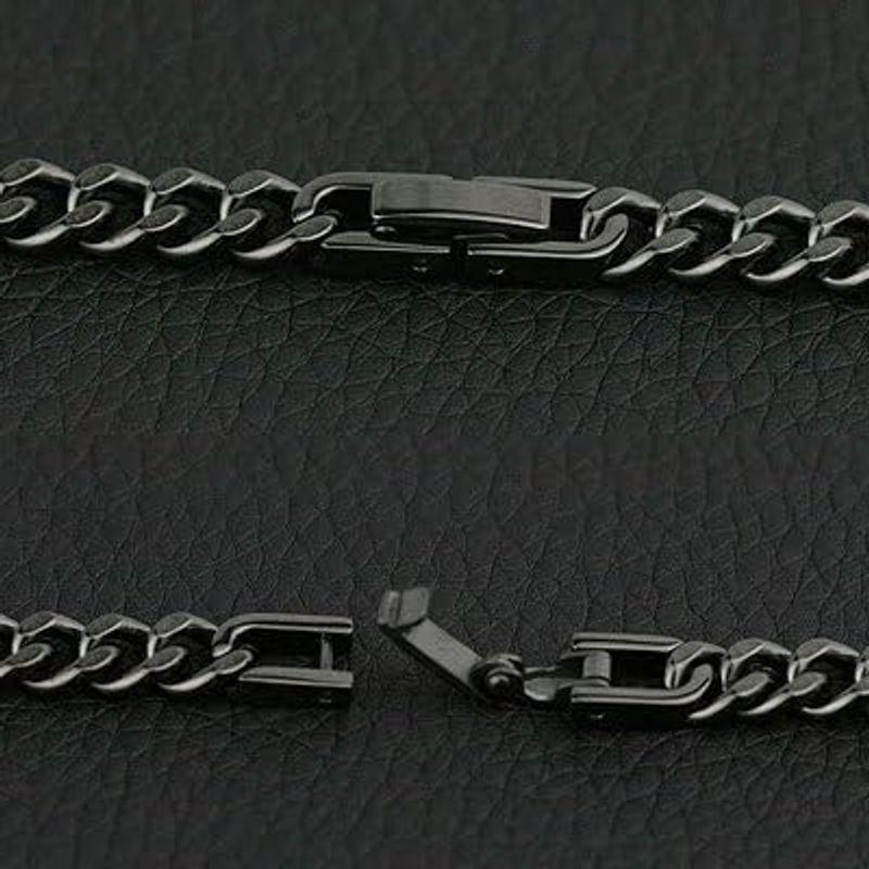 チタン ブラックネックレス 2面カット喜平50cm メンズ 5.7mm幅 チェーン （ブラックイオンプレーティング加工) TITAN 金属ア 約 ブラックネックレス 2面カット喜平50cm メンズ 7mm幅 チェーン ブラックイオンプレーティング加工 TITAN 金属ア