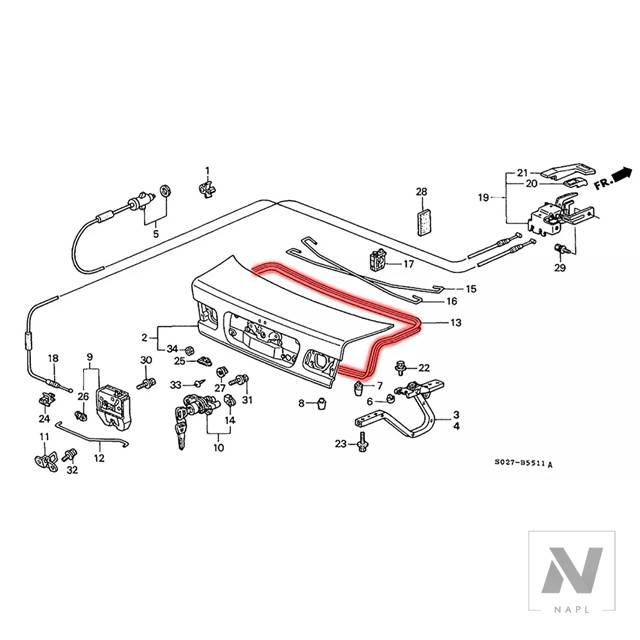 並行輸入品】1個 リアトランクリッド ゴムシール ホンダ シビック 4D