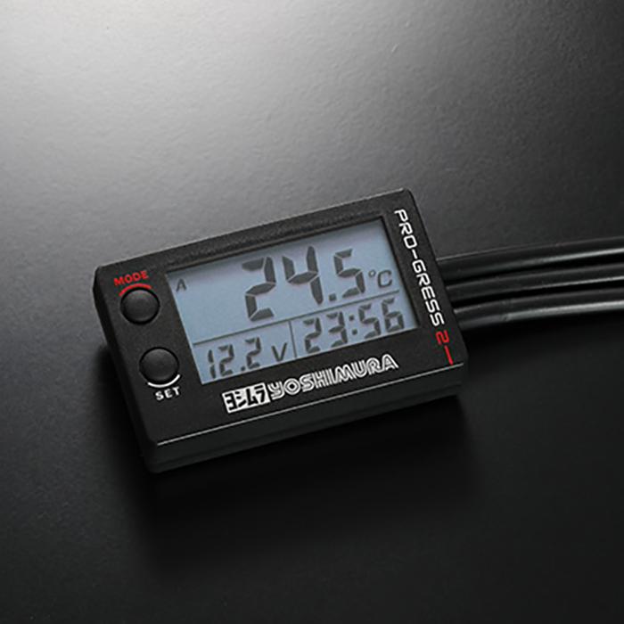 ヨシムラ PRO-GRESS2 メーター 温度センサー付 美品 バイク ヨシムラ（YOSHIMURA） PRO-GRESS2 マルチテンプメーター 温度計 電圧