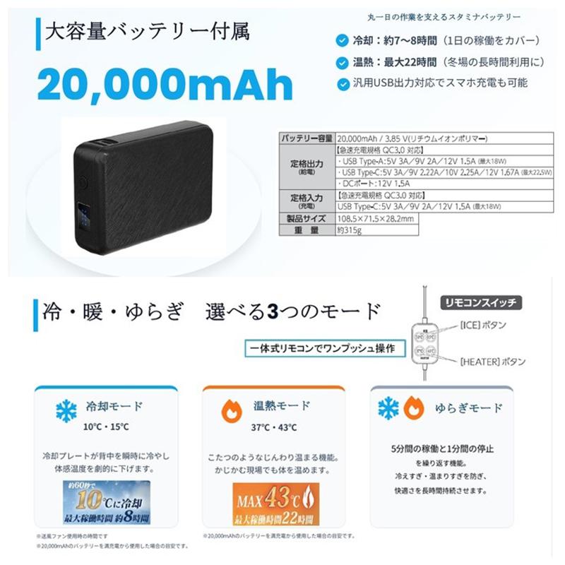 LINKS リンクス 冷暖BODYサーモベスト シルバー 空調 空気調節作業服 ペルチェベスト ファン付きベスト 冷暖2in1 冬夏兼用_4