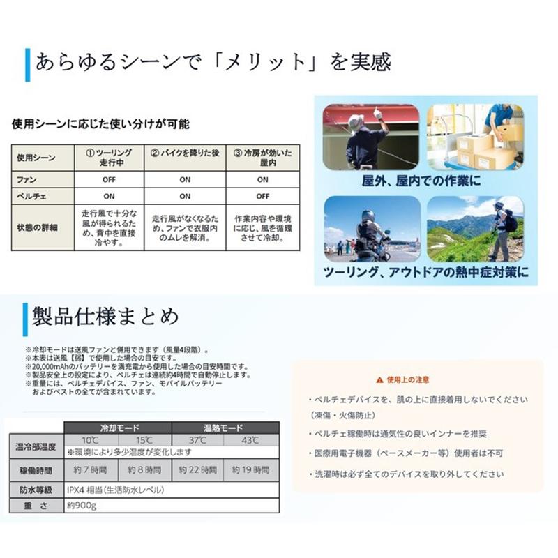 LINKS リンクス 冷暖BODYサーモベスト シルバー 空調 空気調節作業服 ペルチェベスト ファン付きベスト 冷暖2in1 冬夏兼用_5