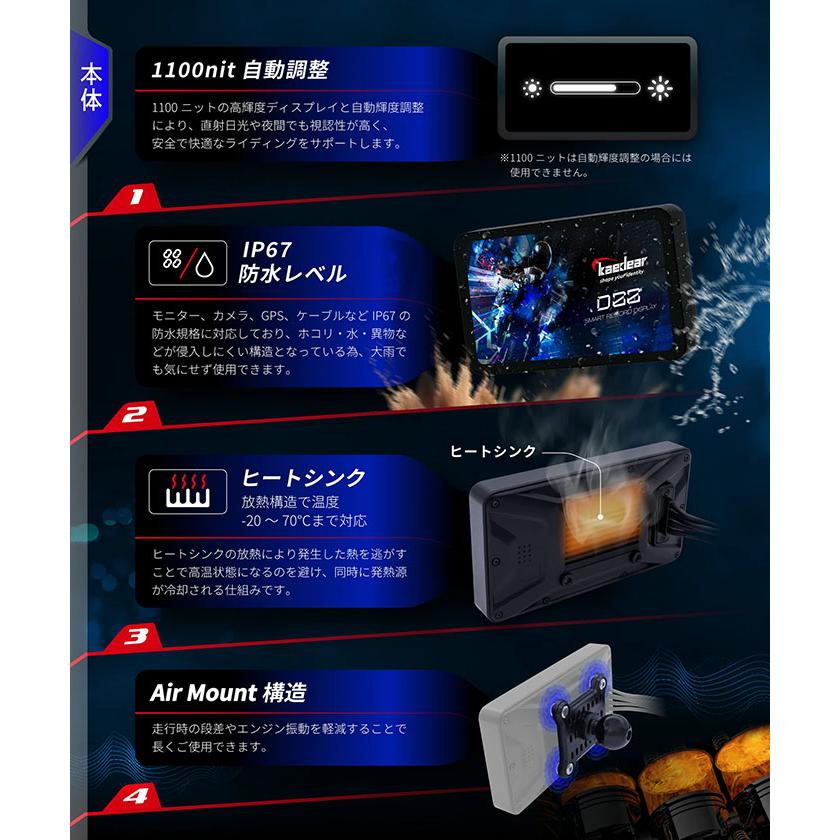 Kaedear（カエディア） KDR-D22 スマートレコードディスプレイ バイク