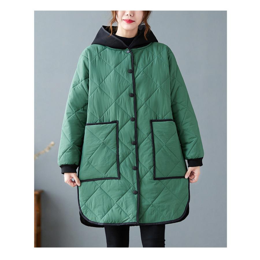 中綿コート キルティングコート コート レディース フード付き ロング 