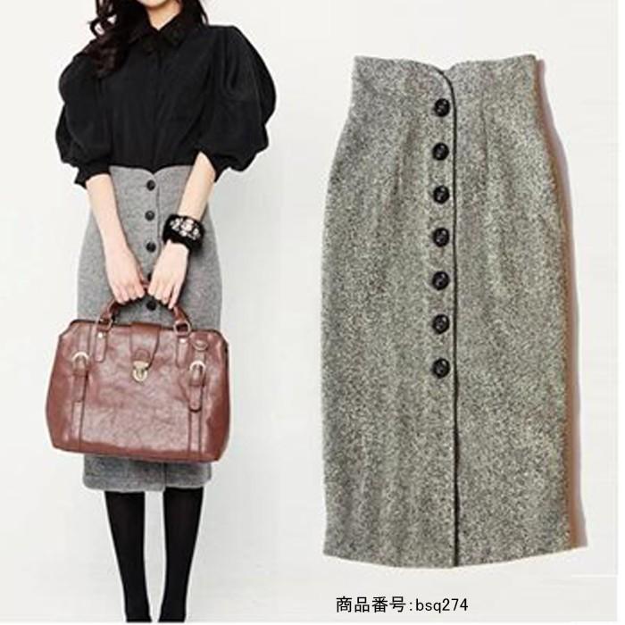 タイトスカート ハイウエスト 膝丈 スカート レディース ひざ丈 スリット ミディアムスカート ロングスカート グレー 無地 シンプル 前開き Bsq274 Mm Shop 通販 Yahoo ショッピング