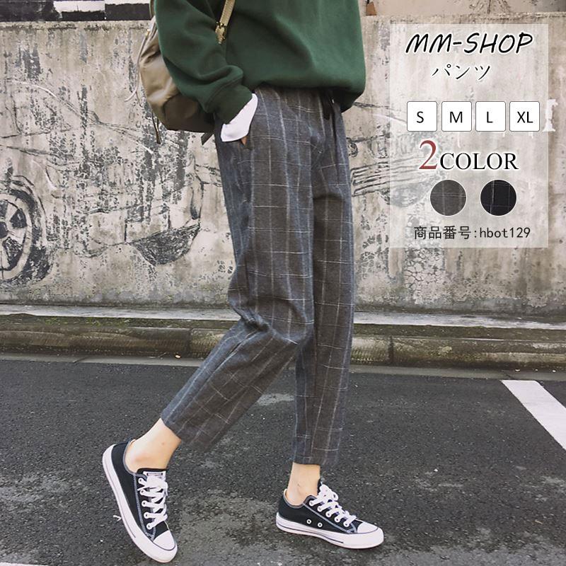 テーパードパンツ レディース 九分丈 パンツ グレンチェック 美脚 ボトムス ストレッチ テーパード レギンスパンツ チェック ジョガーパンツ イージー パンツ Hbot129 Mm Shop 通販 Yahoo ショッピング