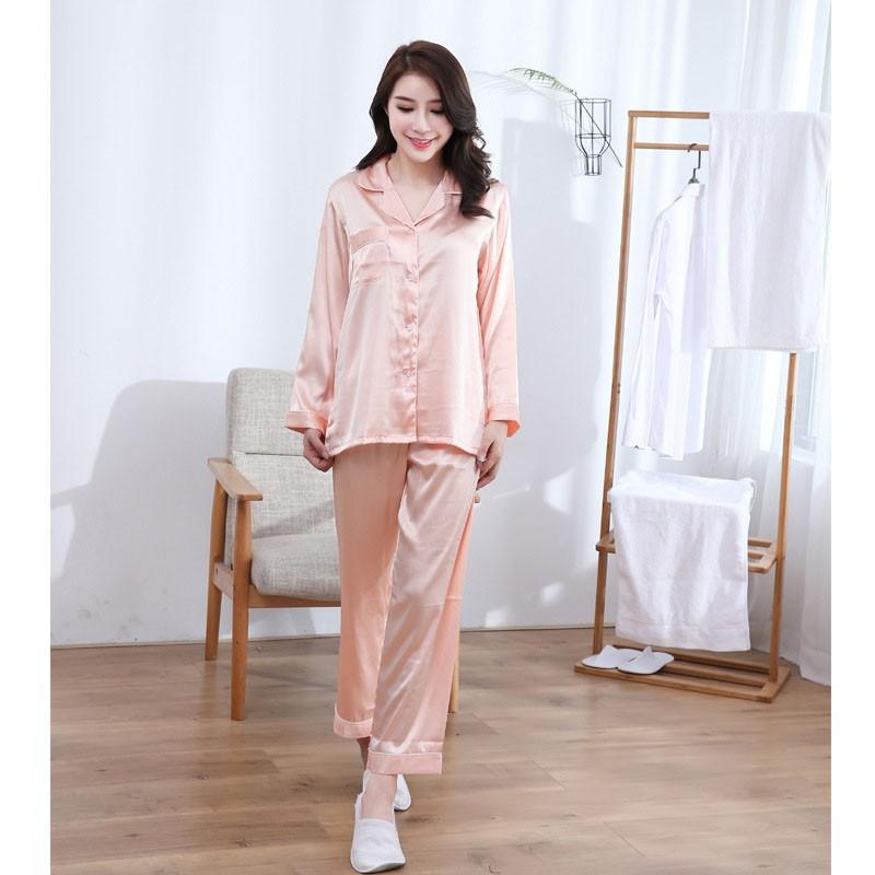 パジャマ ナイトウェア レディース サテン ルームウェア 上下セット 部屋着 女子 前開き 春 秋 かわいい 無地 Hpja448 Mm Shop 通販 Yahoo ショッピング