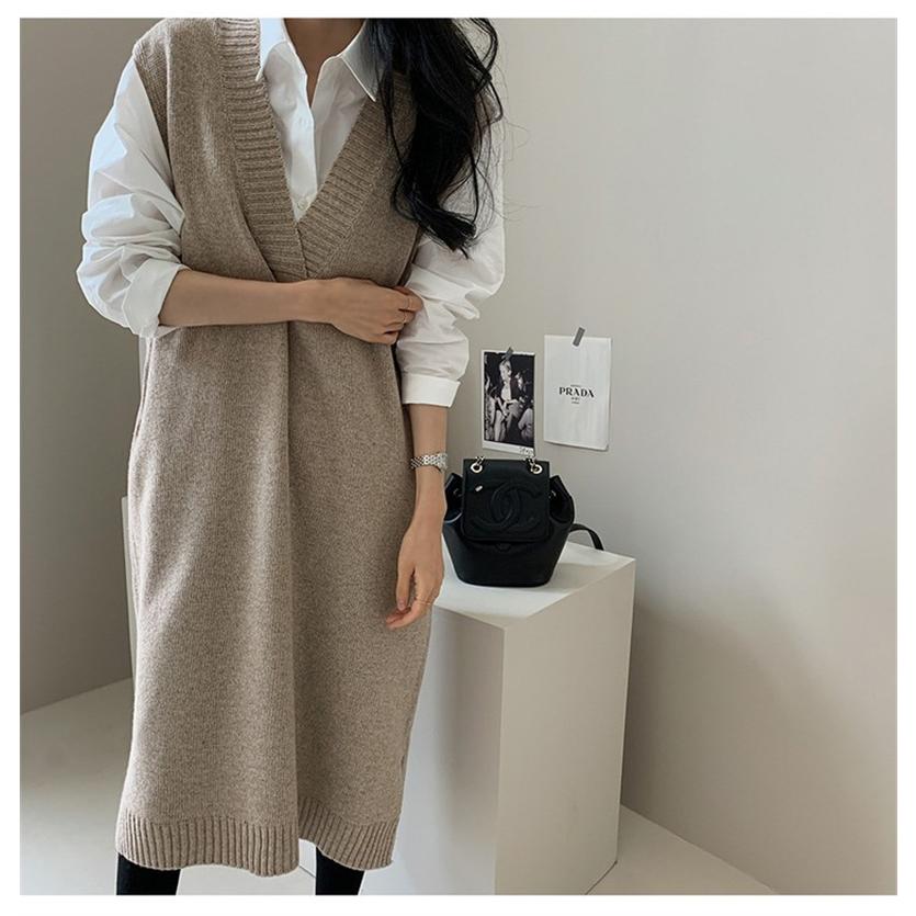 ワンピース ロングワンピース ニットワンピース レディース 秋冬 ベスト ロングニット ノースリーブ ニットベスト キャミワンピース 重ね着 大人 体型カバー Lyq2410 Y Mm Shop 通販 Yahoo ショッピング