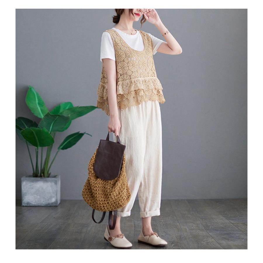 ニットベスト ベスト レディース ニット ジレ トップス プルオーバー 花柄 編みニット キャミ キャミソール コーデ ニットキャミ 春 夏 重ね着 シンプル 可愛い 即納 最大半額