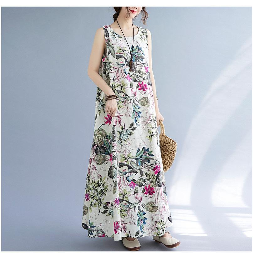 【美品】ハグオーワー/リネンロングワンピース/ストライプ柄/タック/麻100% 美品】ハグオーワー/リネンロングワンピース/ストライプ柄