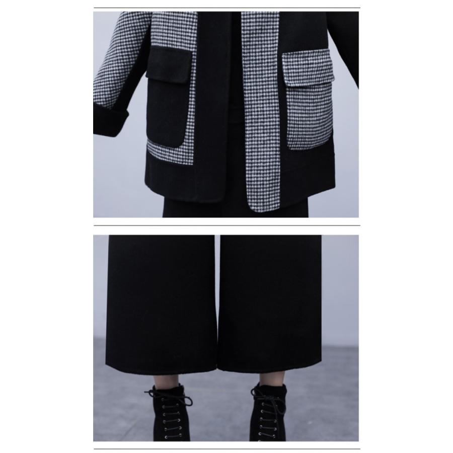 セットアップ レディース 2点セット チェスターコート 秋冬 ワイドパンツ 秋冬 パンツ ガウチョパンツ チェック 冬 アウター 年末感謝 ママ 40代 Xsu4 Mm Shop 通販 Yahoo ショッピング