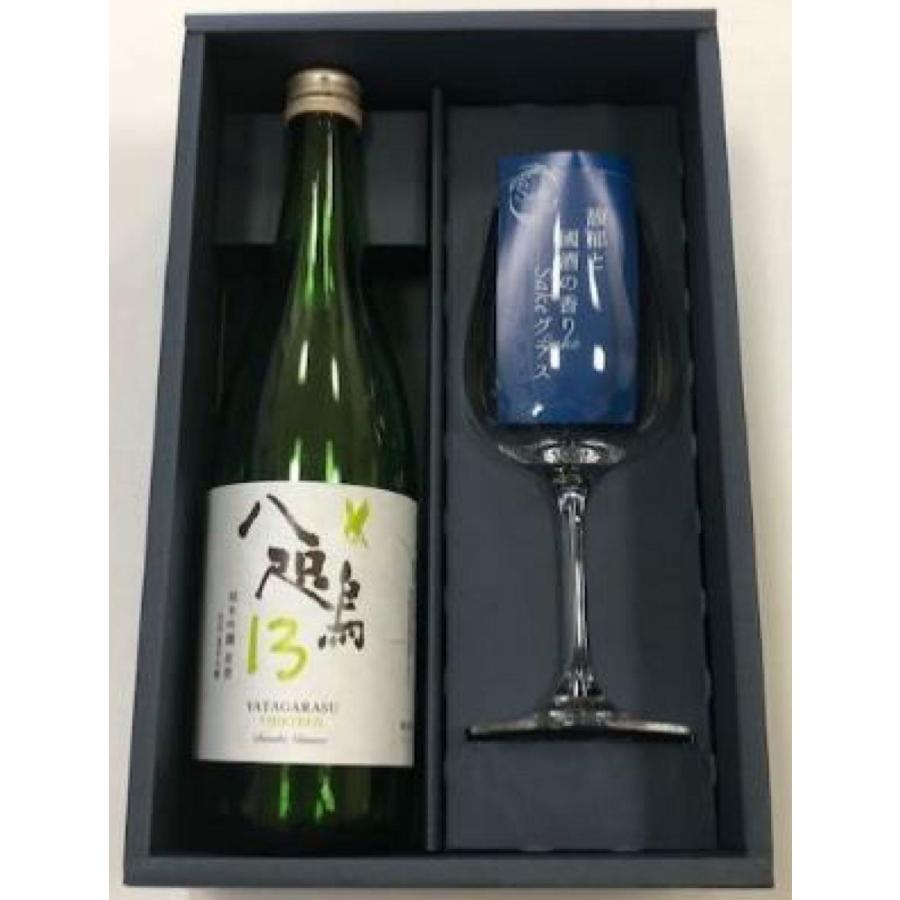 やたがらす１３純米吟醸酒　レーマン酒グラスギフトセット　/北岡本店/720ml/奈良県産きぬひかり使用/清酒/一火原酒｜nara-izumiya