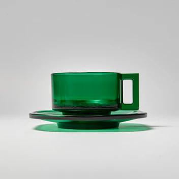 ARNO GLASS】 Cup and Saucer / Green アルノグラス : 奈良 蔦屋書店