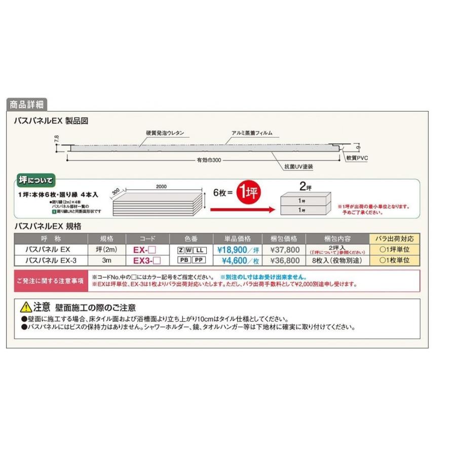 フクビ化学工業 バスパネルEX EX-LL 色:ライトグレー 浴室用 フクビ化学工業 バスパネルEX EX-LL 色:ライトグレー 浴室用
