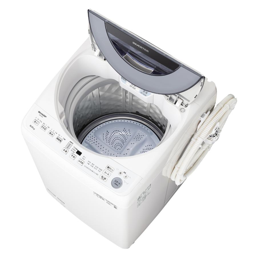 SHARP（シャープ） 全自動洗濯機 ES-GV8G-S シルバー 8kg 穴なし