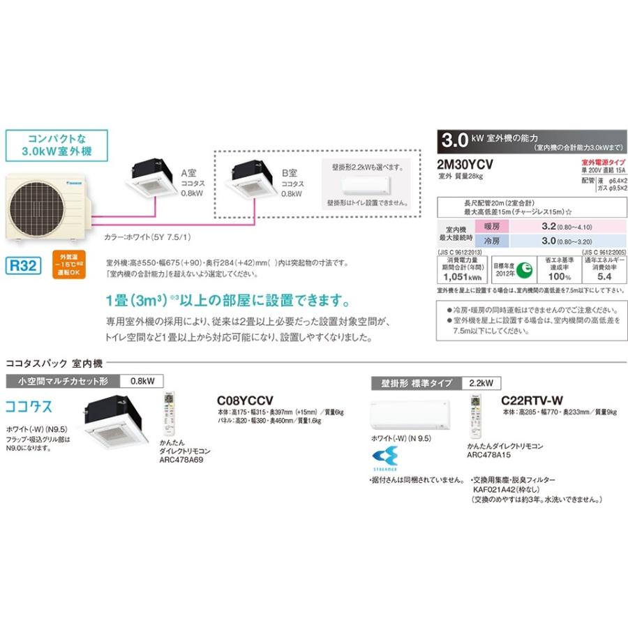 ダイキン マルチエアコン ココタスパック ココタス 室内機 室外 ダイキン マルチエアコン ココタスパック ココタス 室内機 室外