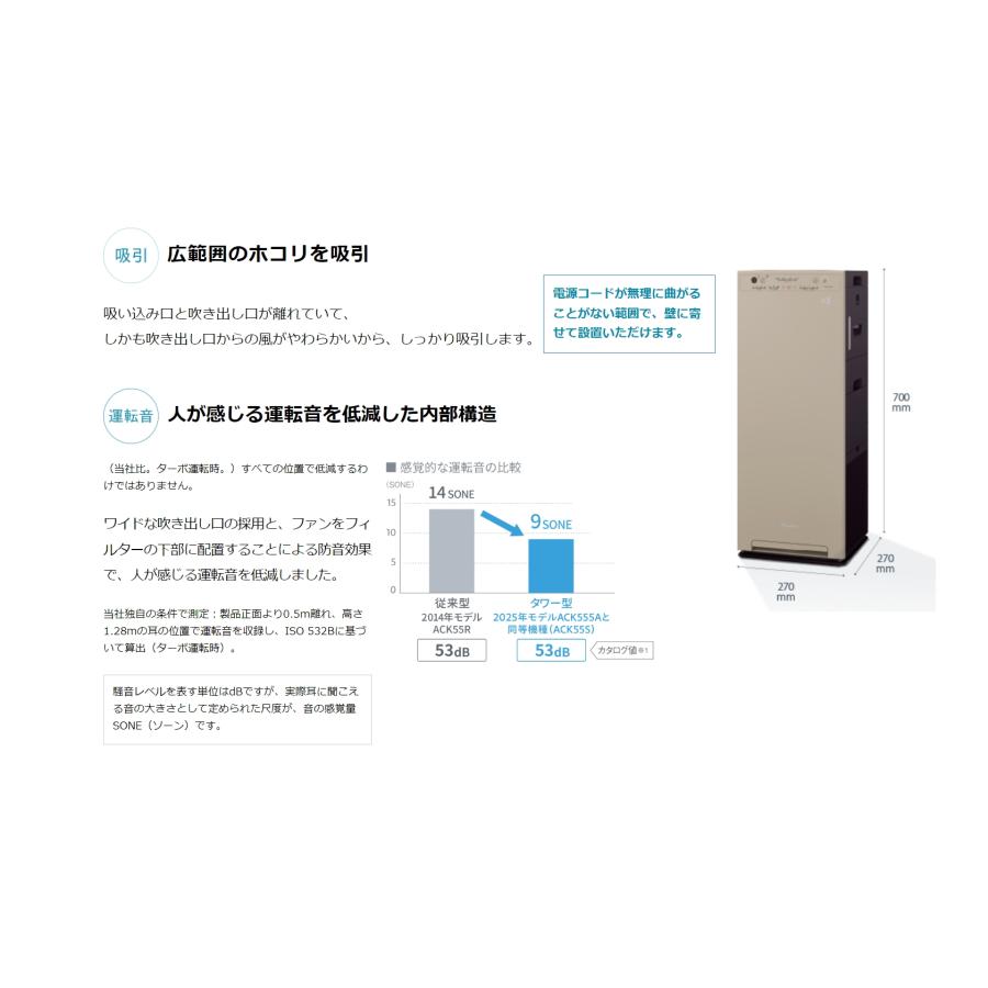 ダイキン 加湿ストリーマ空気清浄機 ACK555A-W ホワイト 2025年 ダイキン 加湿ストリーマ空気清浄機 ACK555A-W ホワイト 2025年