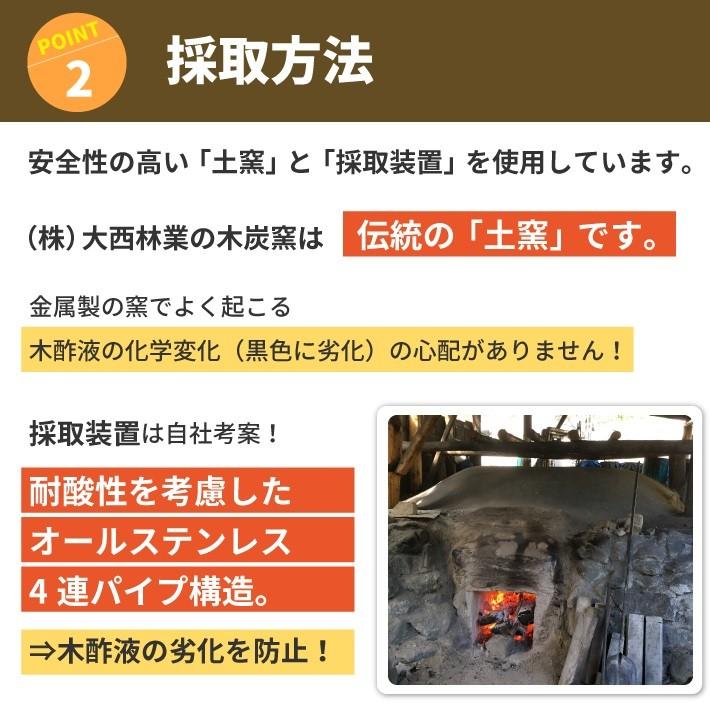 熟成 木酢液 1.5Ｌ×2本セット（合計3Ｌ）おまけ付き 原液 発がん性検査済 大西林業 北海道産 お風呂用｜naranokiya｜12