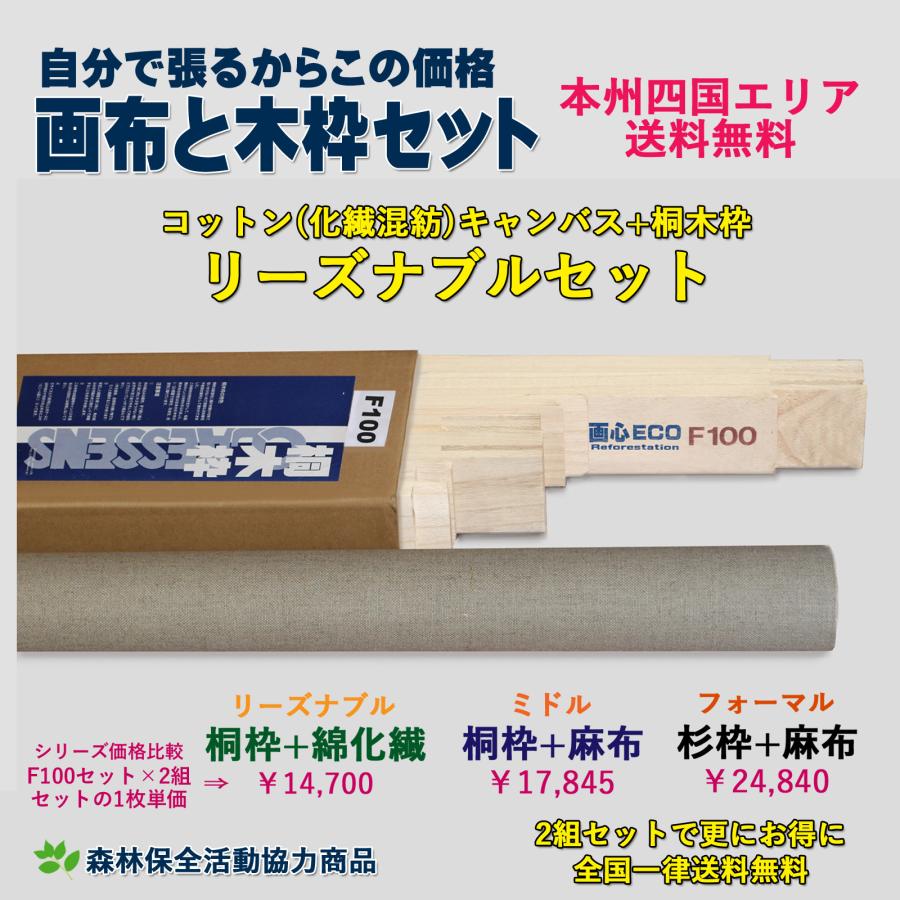 画布と木枠のキャンバスリーズナブルセット［40号］F・P・M・S 「画布（化繊混紡）中目 アクリル・油彩両用」+「桐木枠」1セットの画像