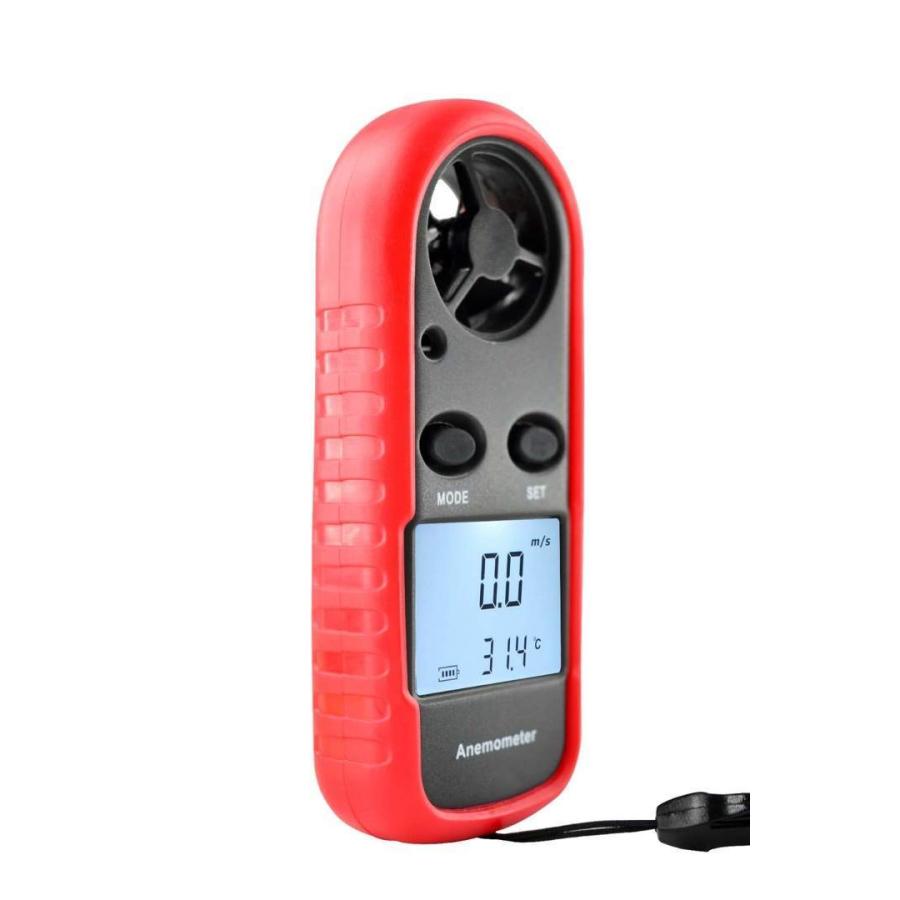 デジタル風速計・温度計（Anemometer）レッド【日本語説明書、テスト用リチウム電池付き】 |  | 01