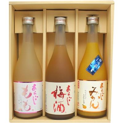 梅乃宿 梅酒ギフトセット 720ml 3本018 （あらごしもも酒・あら