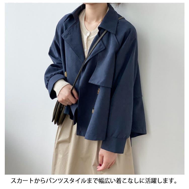 ショート丈 春服 スプリングコート ゆったり ガウンコート ジャケット
