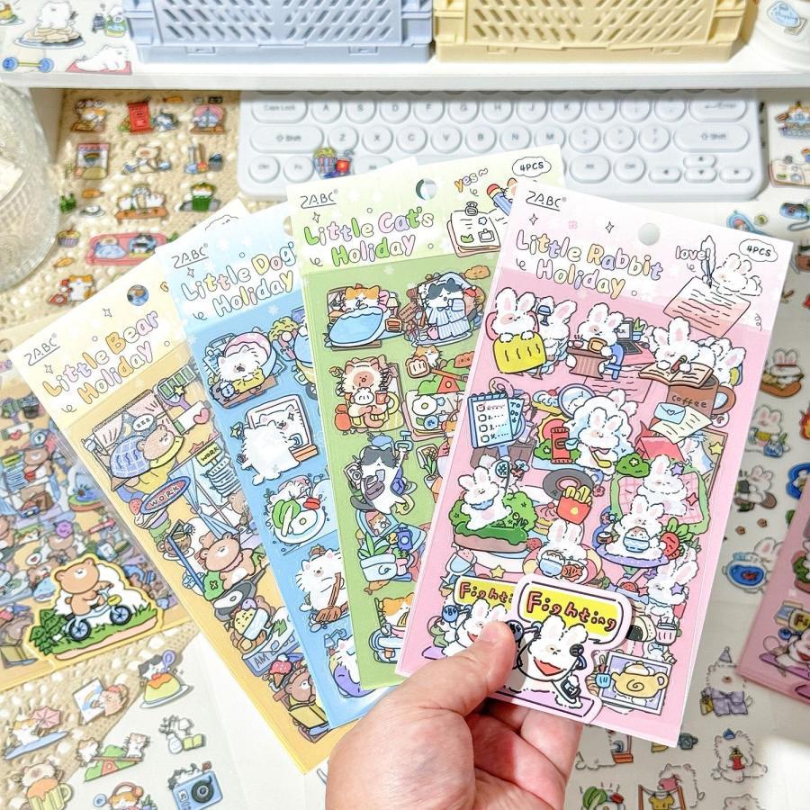 4枚セット】ぷくぷくシール 2Dシール シール帳 ぷっくり ステッカー
