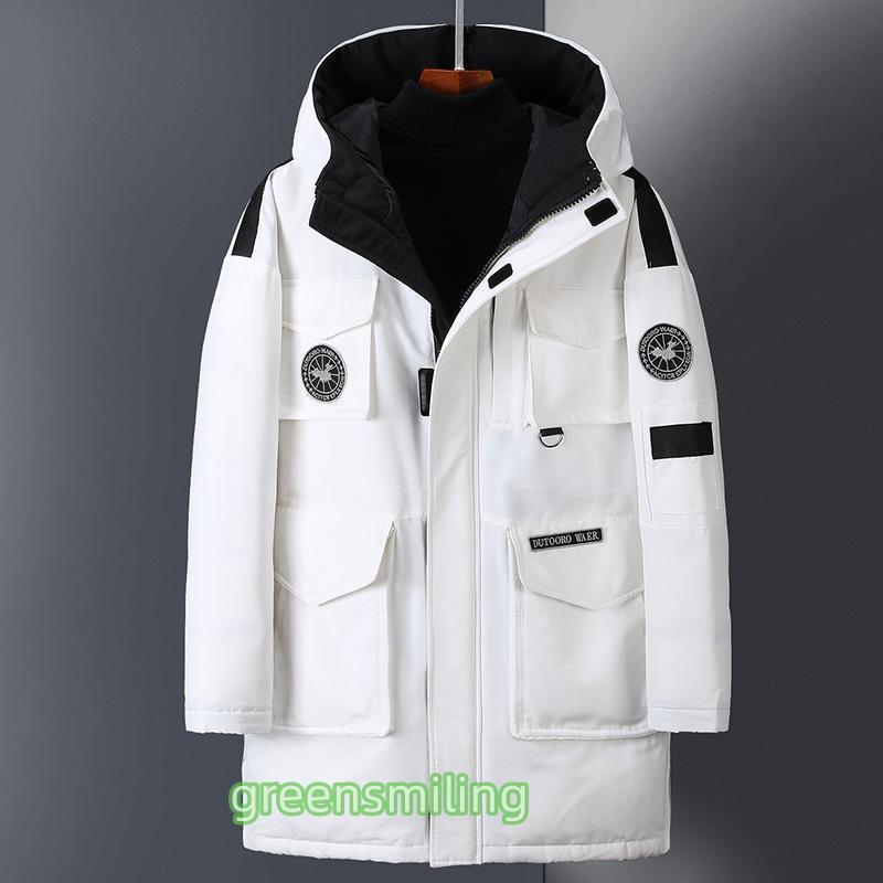 ダウンジャケット メンズ 白 ロング 防寒着 ダウン アウター コート 冬