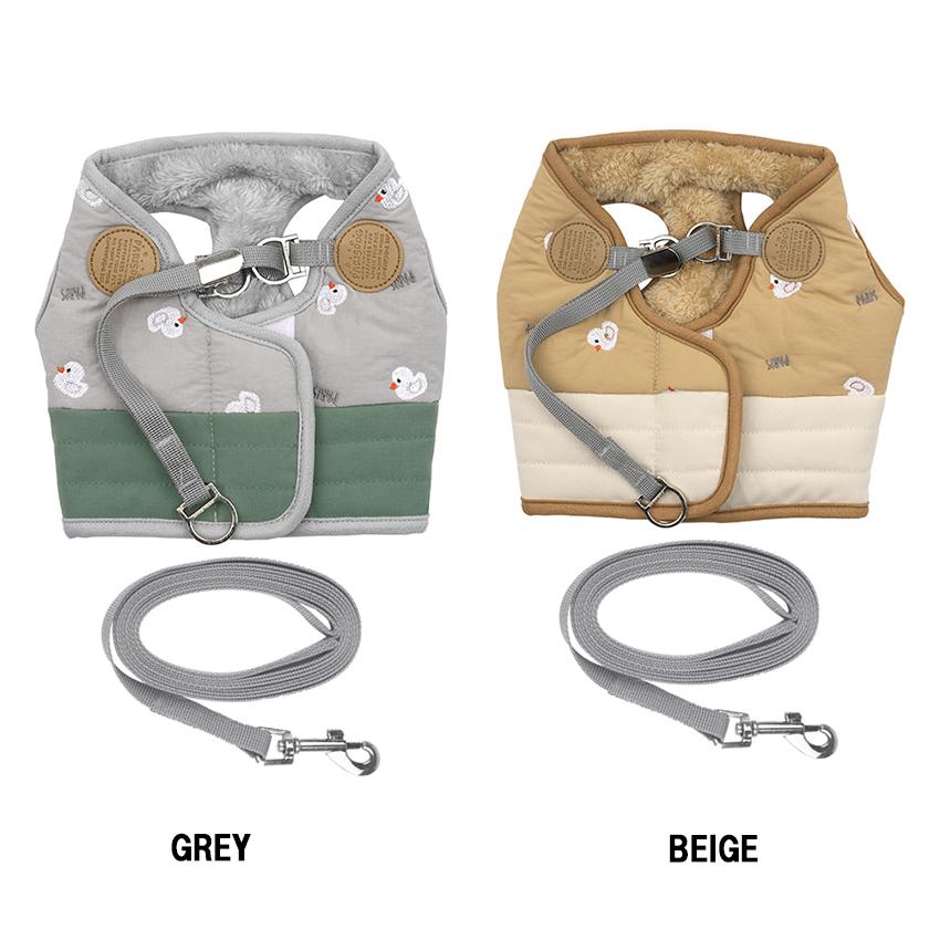 cute duck padding harness 犬用 ハーネス&リード セット 犬 服 ダウン