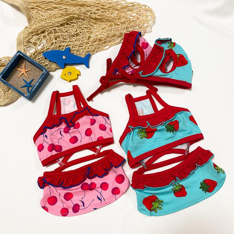 犬用 フルーツ柄 ビキニ 帽子 犬服 夏 水着 ワンコ服 可愛い 犬の服 ドッグウェア 涼しい ペット 水泳帽 ラッシュガード 小型犬 お揃い ビーチウェア hat7ペット用品ショップ