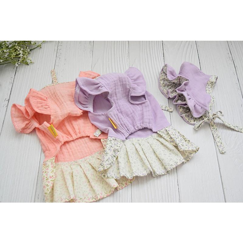 メール便可】 犬の服 犬服 ワンピース 花柄 リボン ハンドメイド