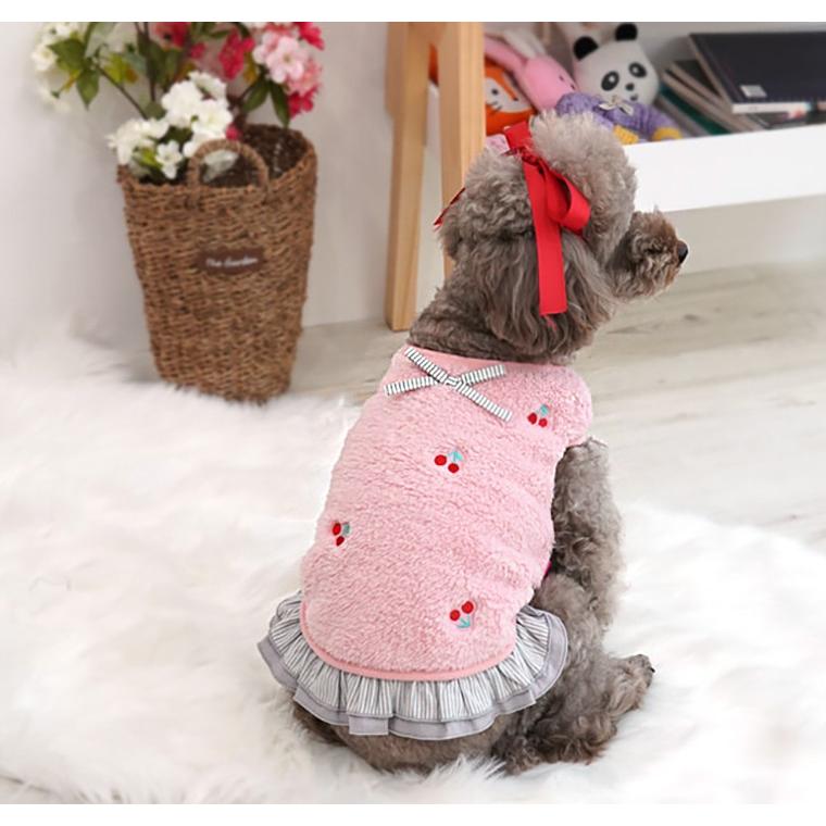 メール便可 犬服 秋冬 ワンピース チェリー柄 フリース 新作 暖かい ドレス お出かけ 可愛い ドッグウェア ペット洋服 もこもこ 犬 服 冬用 猫 Onepiece ペット用品ショップ Nari Pet 通販 Yahoo ショッピング