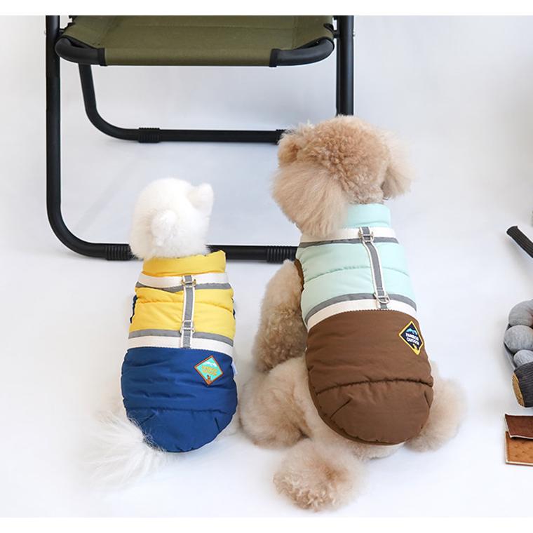 犬服 outdoor harness padding 防寒 アウター ハーネス 光る ダウン ベスト 犬 服 秋冬 新作 散歩 お出かけ ボア 暖かい ワンコ服 小型犬 中型犬 | 