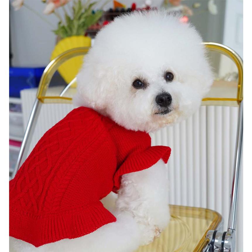 No.31 ハンドメイド犬服 フリル付きハイネックカットソー