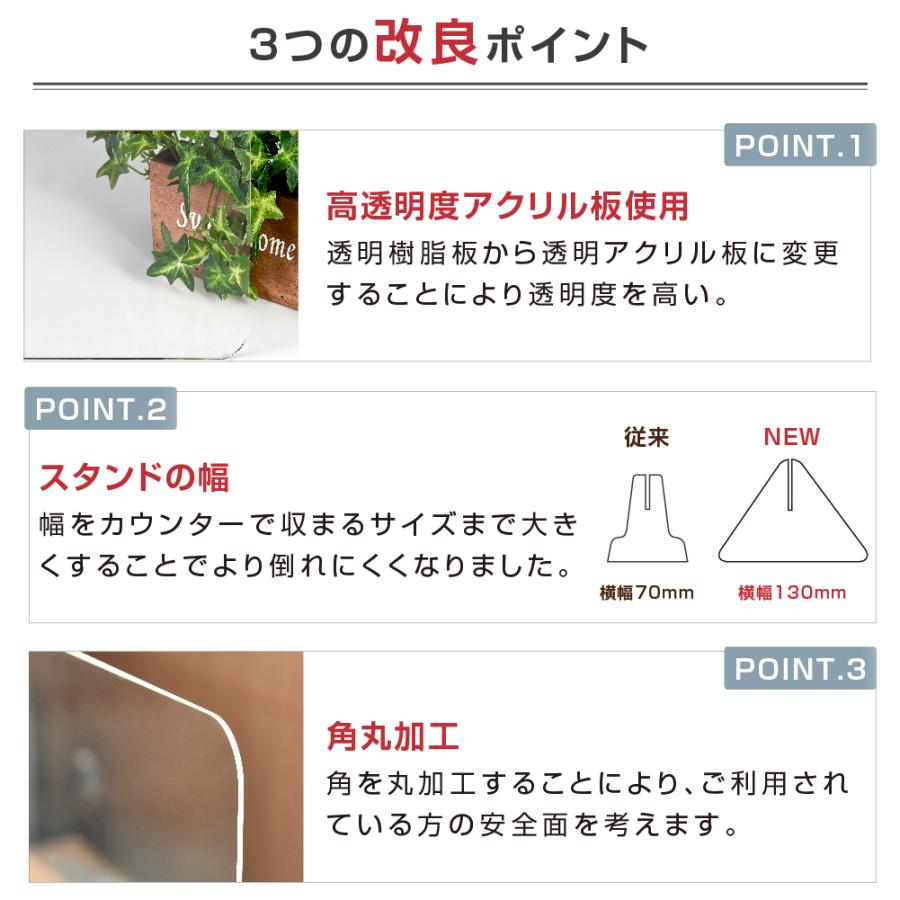 日本製 高透明アクリルパーテーション W300ｘH500mm 安定性アップ デスク用スクリーン 間仕切り 衝立（jap-r3050）｜naritaka-store｜02