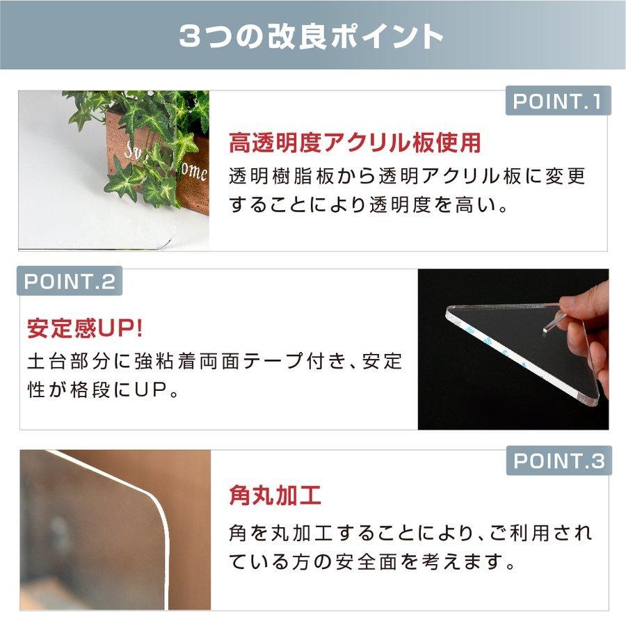 [4枚][日本製][強度バージョンアップ]透明アクリルパーテーション W600*H600mm 対面式スクリーン デスク用仕切り板 角丸加工 組立式 jap-r6060-4set_2