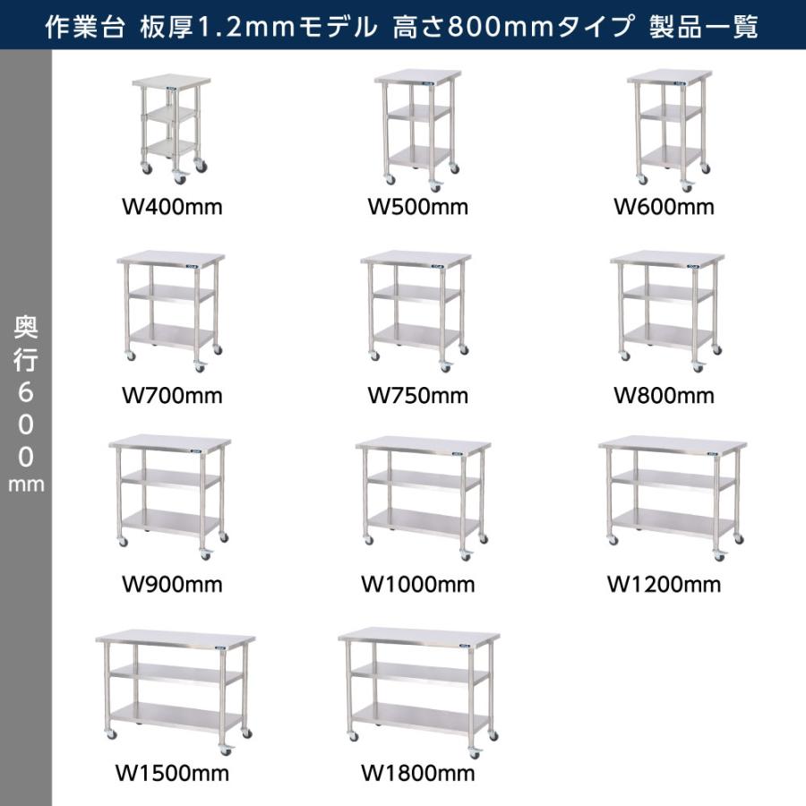 日本製 ステンレス製 業務用 キャスター付き 3段タイプ 奥600×高さ