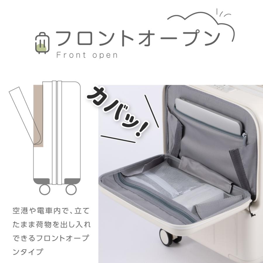 前開き スーツケース USBポート付き キャリーケース Mサイズ 5カラー